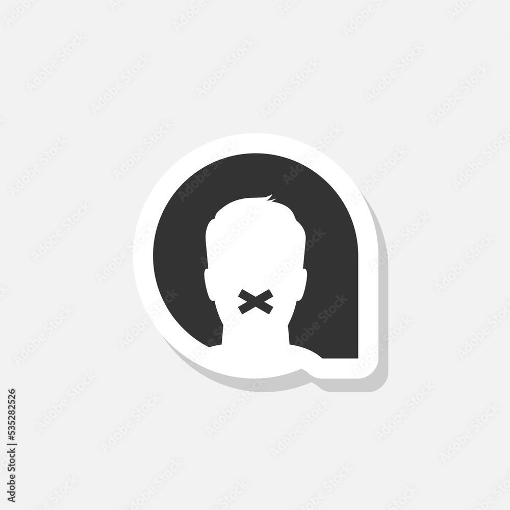Speech bubble silence sticker icon isolated on white background Speech bubble silence sticker icon isolated on white background