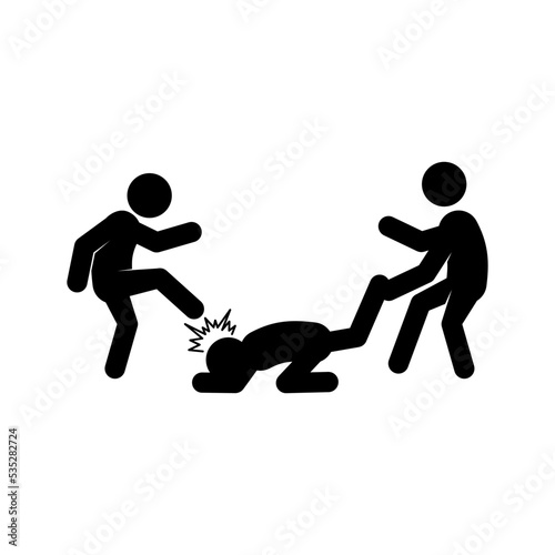 Social bullying icon. Harassment, social abuse and violence. Isolated vector element. Outline pictogram for web page, mobile app, promo