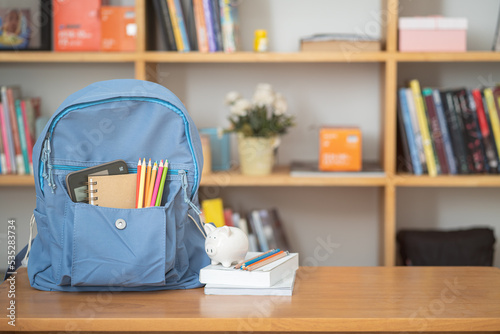 School bag with education accessory provide for back to school concept