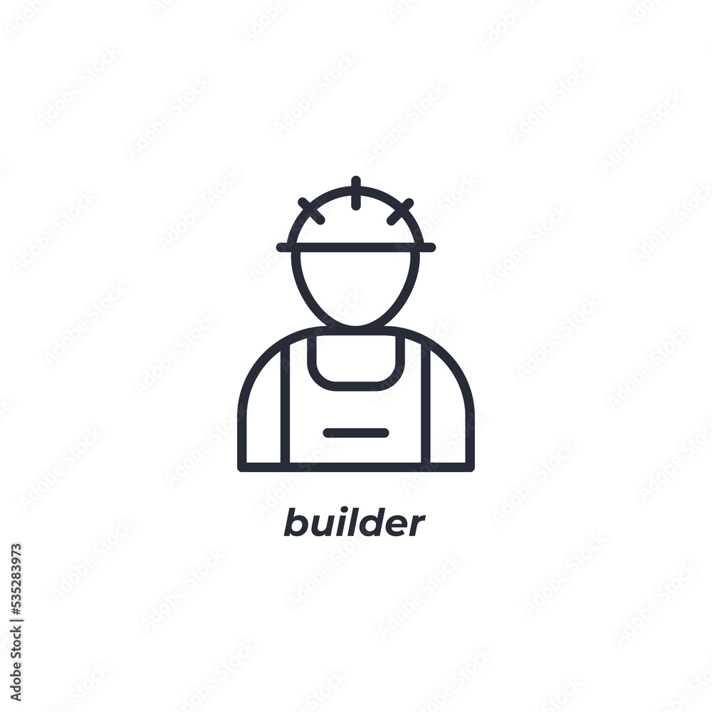 Vector sign builder symbol is isolated on a white background. icon color editable. Vector sign builder symbol is isolated on a white background. icon color editable.