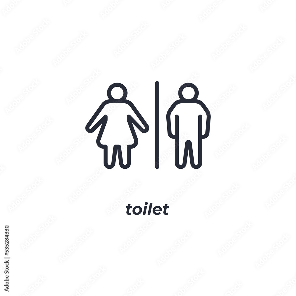 Vector sign toilet symbol is isolated on a white background. icon color editable. Vector sign toilet symbol is isolated on a white background. icon color editable.