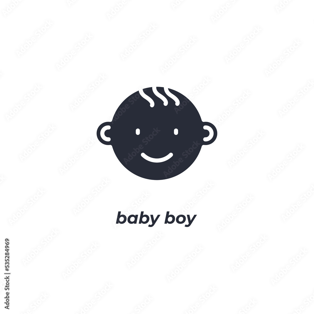 Vector sign baby boy symbol is isolated on a white background. icon color editable.