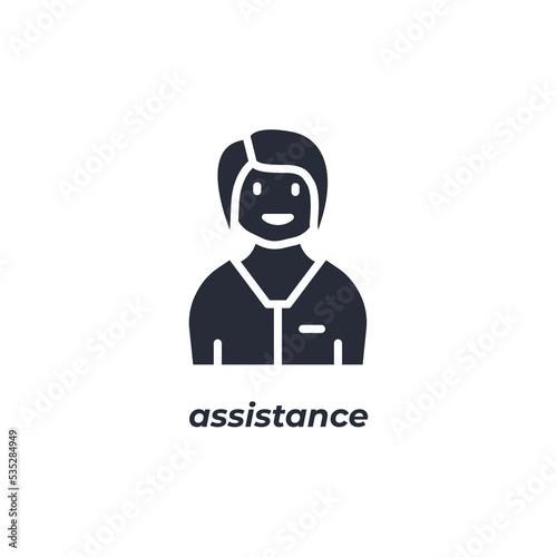 Vector sign assistance symbol is isolated on a white background. icon color editable.