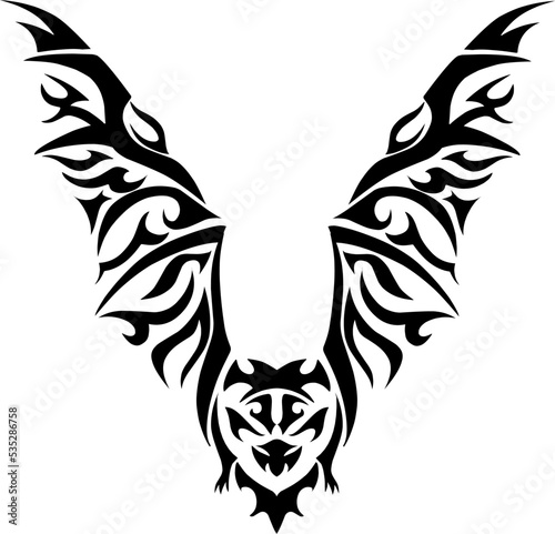 Illustration vector graphic of tribal art flying bat