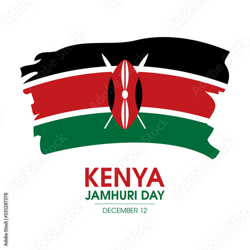 Jamhuri Day in Kenya icon vector. Grunge kenyan flag icon vector isolated on a white background. Wavy paintbrush Flag of Kenya design element. December 12. Important day photo