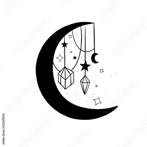 Half moon with crystals 