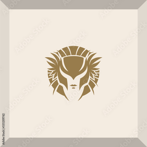 simple valkyrie head logo for symbol or icon