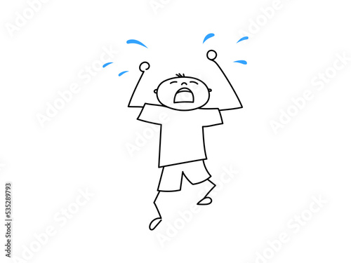 The man is crying and screaming. The man stamps his feet in hysterics.