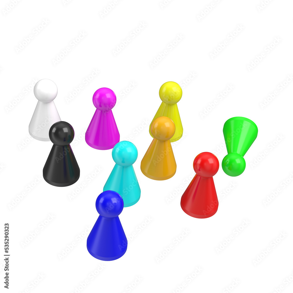 Obraz premium 3d rendering illustration of a set of board game pawns