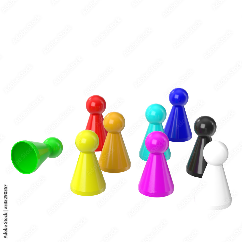 Obraz premium 3d rendering illustration of a set of board game pawns