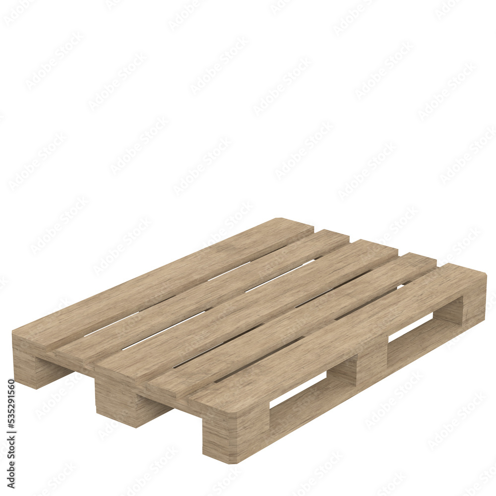 3d rendering illustration of a wooden Euro pallet skid