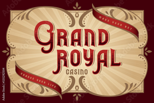 Vector lettering poster with text label "Grand Royal Casino"