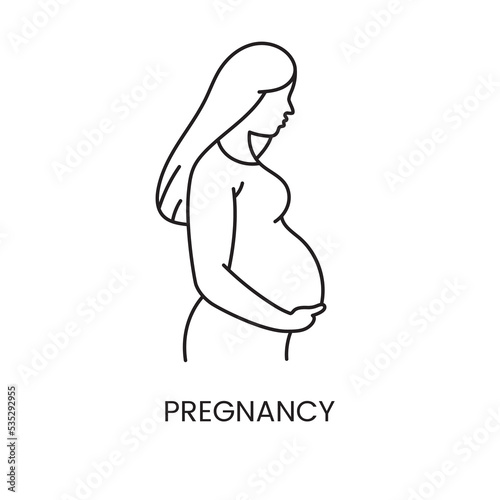 Pregnant woman line icon in vector, illustration of a girl pregnancy.