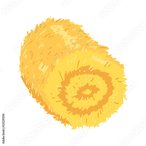 Agricultural haycock in cartoon flat style, rural hay rolled stack, dried farm haystack. Vector illustration of fodder straw