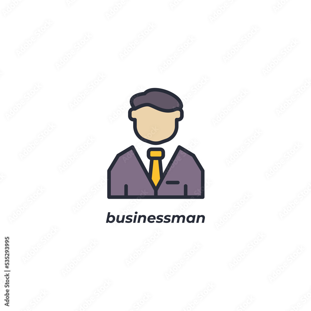 Vector sign businessman symbol is isolated on a white background. icon color editable.