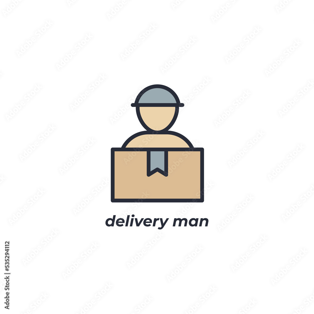 Vector sign delivery man symbol is isolated on a white background. icon color editable.