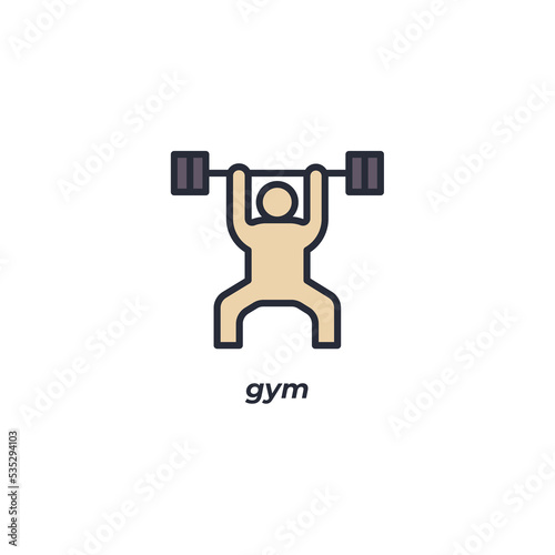 Vector sign gym symbol is isolated on a white background. icon color editable.
