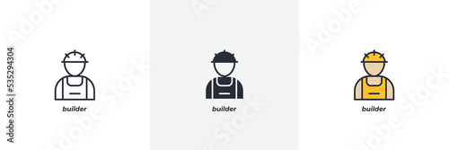 builder icon. Line, solid and filled outline colorful version, outline and filled vector sign. Idea Symbol, logo illustration. Vector graphics