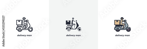 delivery man icon. Line  solid and filled outline colorful version  outline and filled vector sign. Idea Symbol  logo illustration. Vector graphics