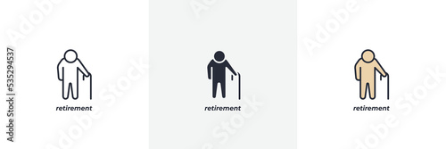 retirement icon. Line, solid and filled outline colorful version, outline and filled vector sign. Idea Symbol, logo illustration. Vector graphics