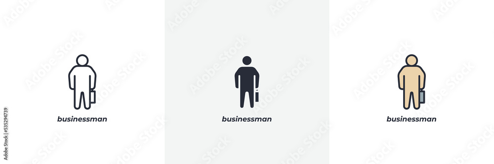 businessman icon. Line, solid and filled outline colorful version, outline and filled vector sign. Idea Symbol, logo illustration. Vector graphics