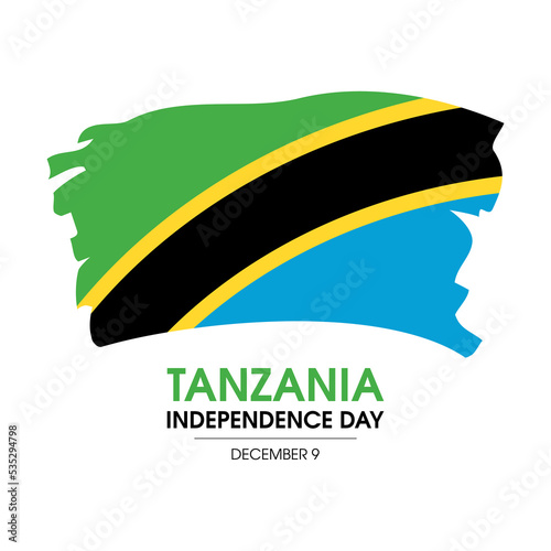 Tanzania Independence Day vector. Grunge flag of tanzania icon vector isolated on a white background. Wavy paintbrush Tanzanian Flag design element. December 9. Important day