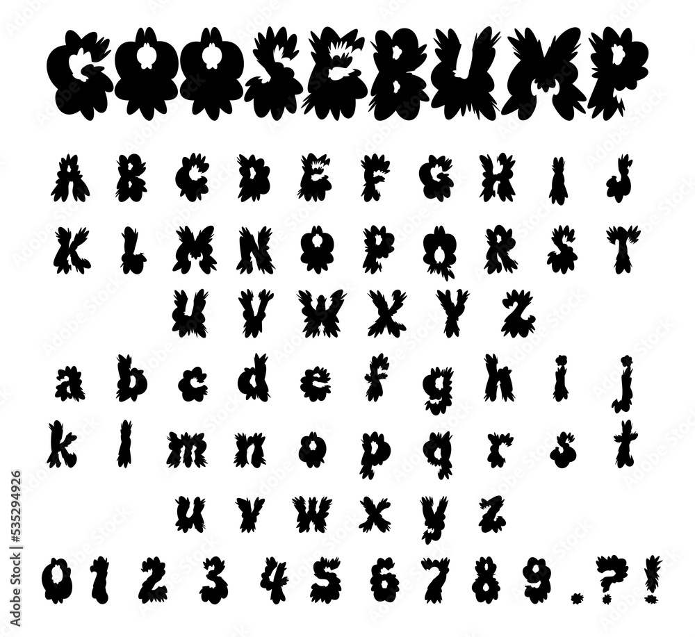 Goosebump alphabet, unique and creepy. Goosebump alphabet, unique and creepy.