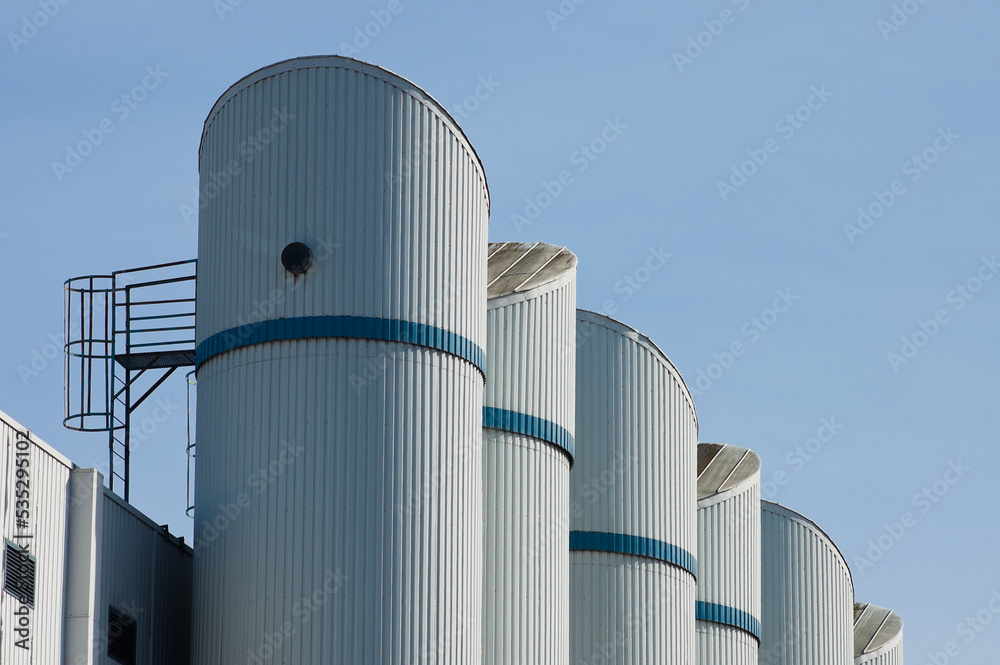 metal construction, in the photo metal structures of the milk processing plant