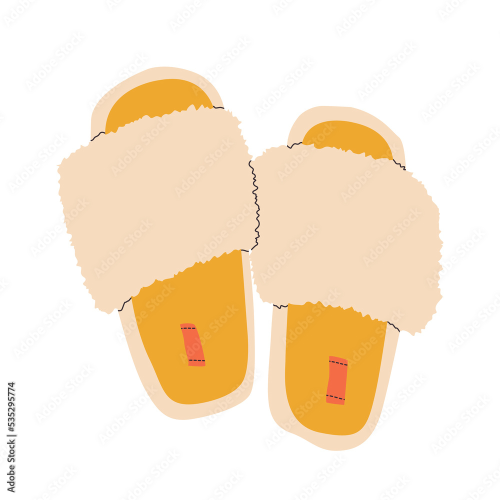 Home fur slippers. Illustration on a transparent background. Home fur slippers. Illustration on a transparent background.