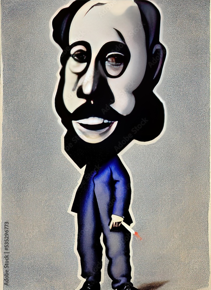 Alexander Graham Bell caricature portrait satire original art fair use