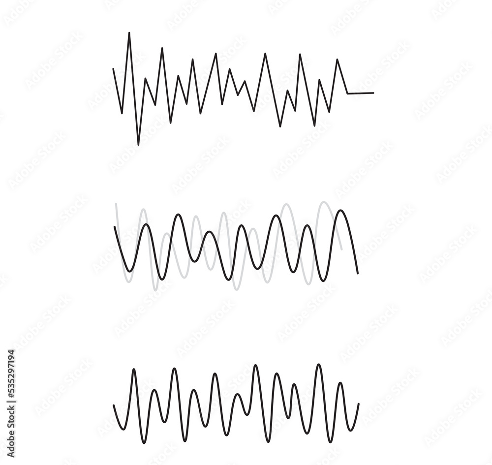 Frequency audio waveform. Vector sound waves.
