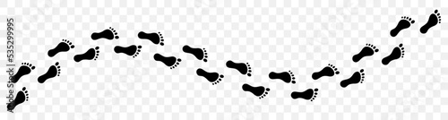 Black human footprint, tracking solo on isolated background