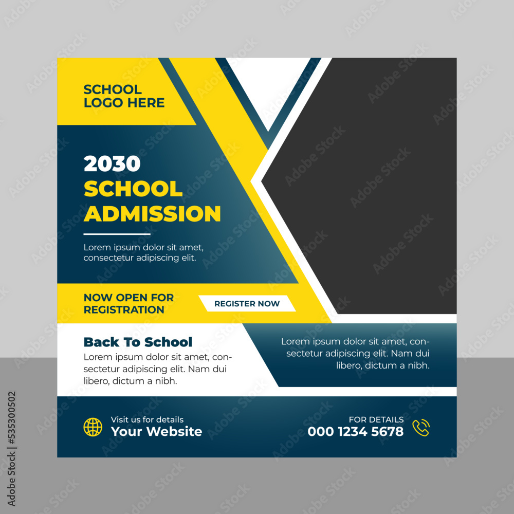 School admission social media banner template