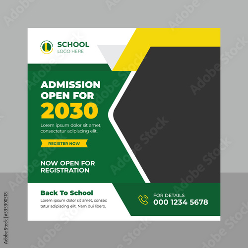 School admission social media banner template