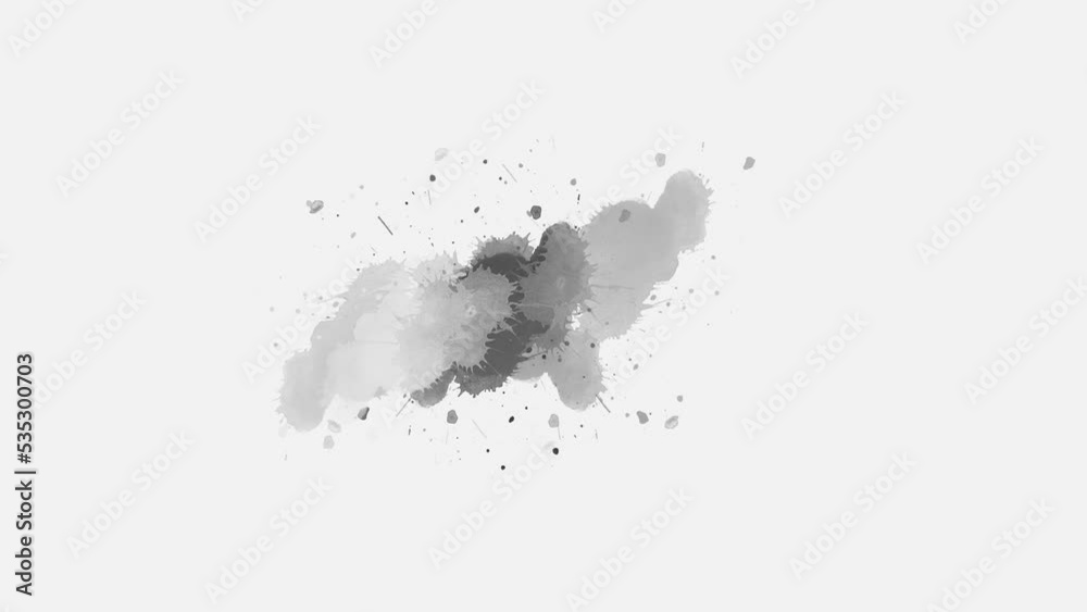 Ink splatters transition animation. Ink brush stroke transition. Ink splash. Abstract inkblot, splat, fluid art, overlay, alpha matte composition. Ink splatters transition animation. Ink brush stroke transition. Ink splash. Abstract inkblot, splat, fluid art, overlay, alpha matte composition.