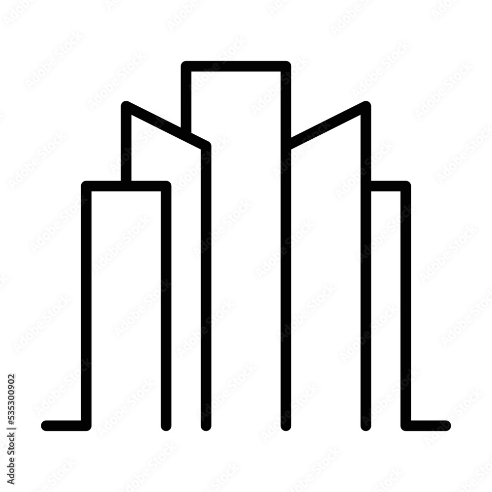 Building icon vector outline modern art minimal geometric line logo design element for city, construction, housing, apartment, business, real estate, mortgage, property company brand illustration Building icon vector outline modern art minimal geometric line logo design element for city, construction, housing, apartment, business, real estate, mortgage, property company brand illustration