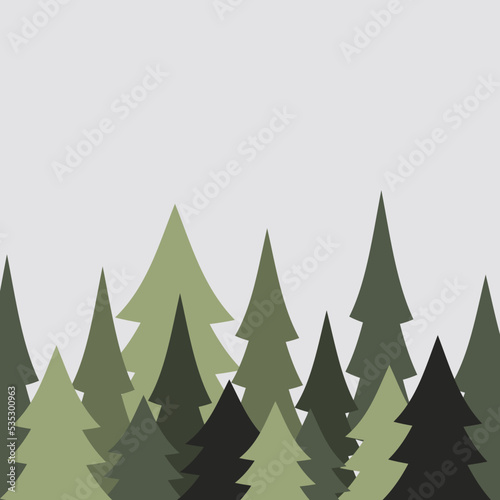 Wallpaper Mural Forest vector illustration, pine trees, winter, nature, background, wallpaper, print, woods Torontodigital.ca