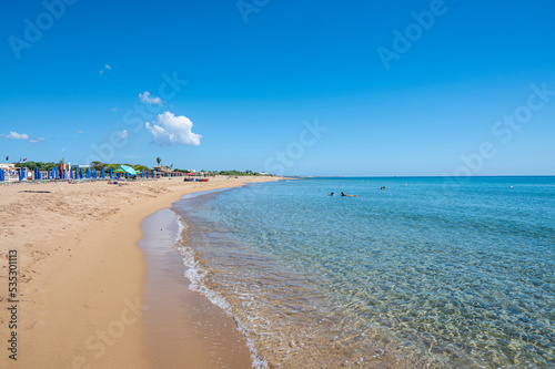 The beautiful Beach of Correnti with transparent and blue water in Portopalo in Sicily