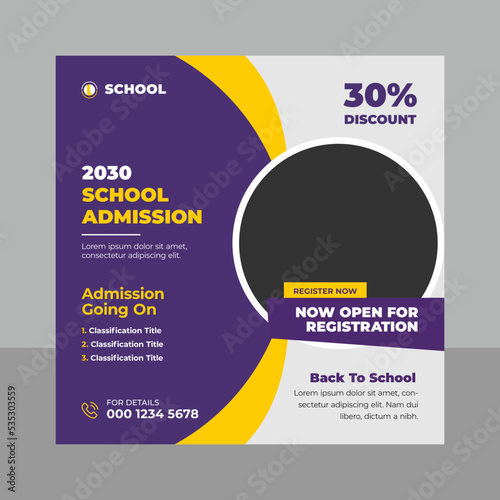 School admission social media banner template