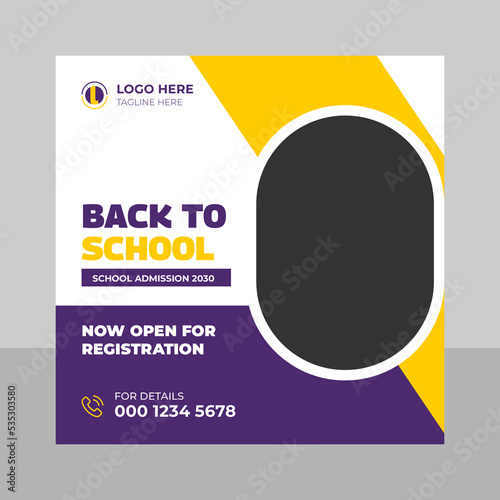 School admission social media banner template