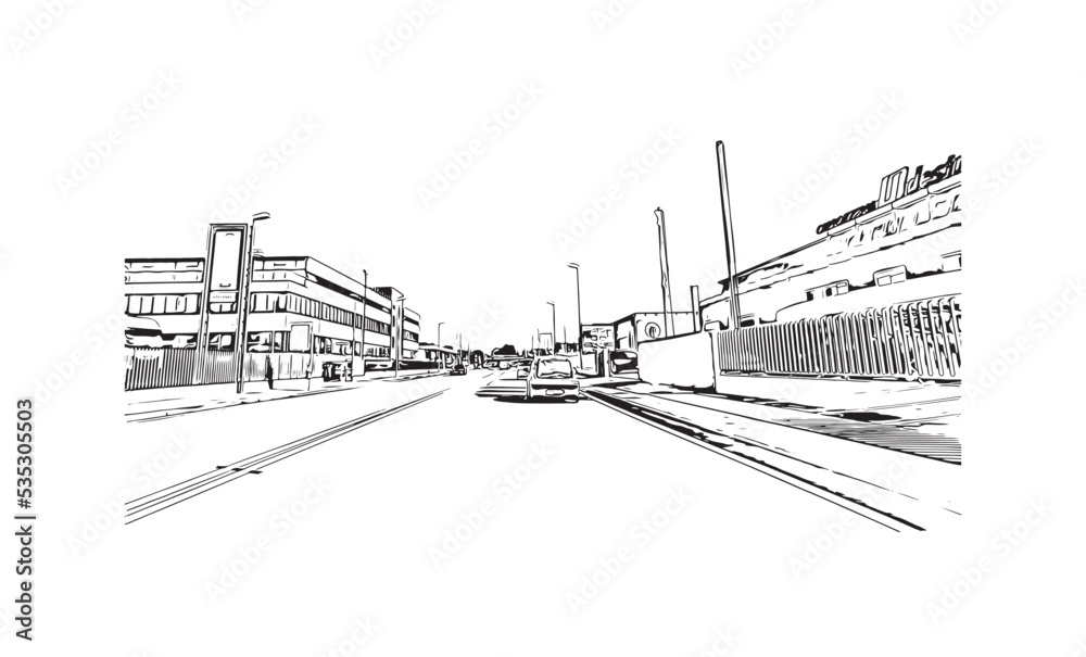 Building view with landmark of Padua is the 
city in Italy. Hand drawn sketch illustration in vector.