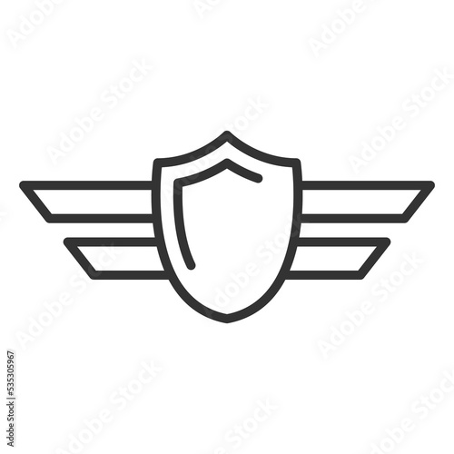 Shield line icon. Military guard. Flat style vector illustration isolated on white background
