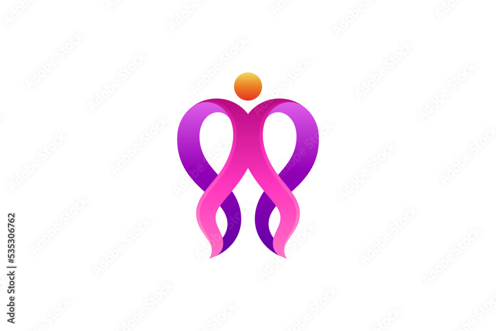 woman health and care logo, abstract people with heart shape creative logo template woman health and care logo, abstract people with heart shape creative logo template