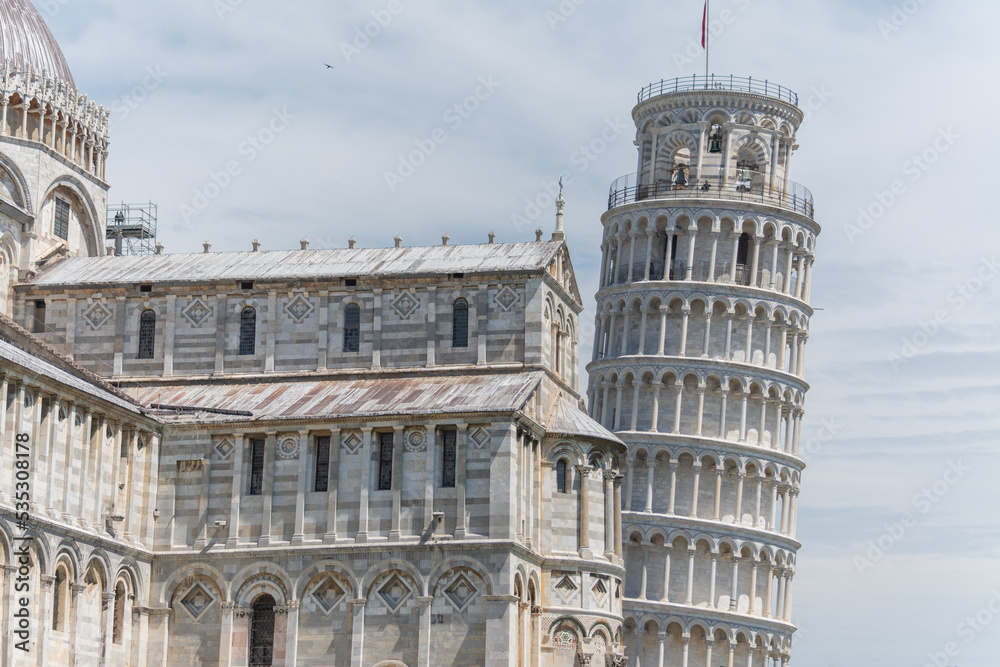 World famous leaning tower in Pisa in Piazza dei Miracoli