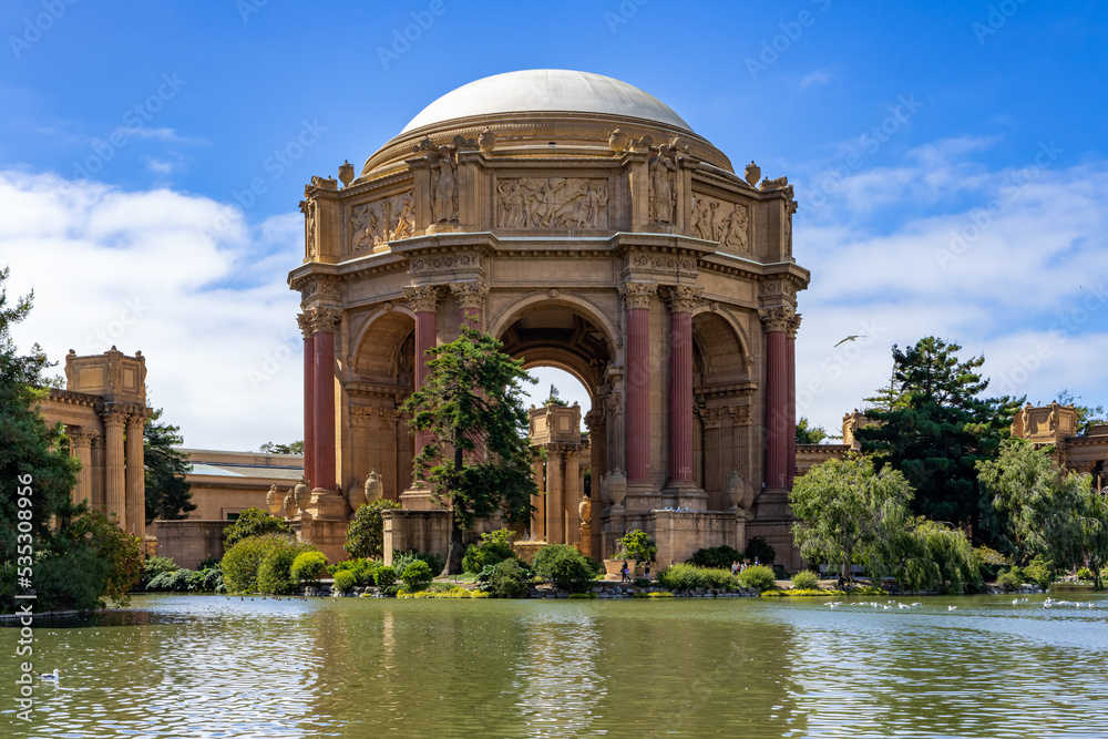 The Palace of Fine Arts of San Francisco is a monumental structure originally constructed for the 1915 Panama-Pacific Exposition in order to exhibit works of arts. The Palace of Fine Arts of San Francisco is a monumental structure originally constructed for the 1915 Panama-Pacific Exposition in order to exhibit works of arts.