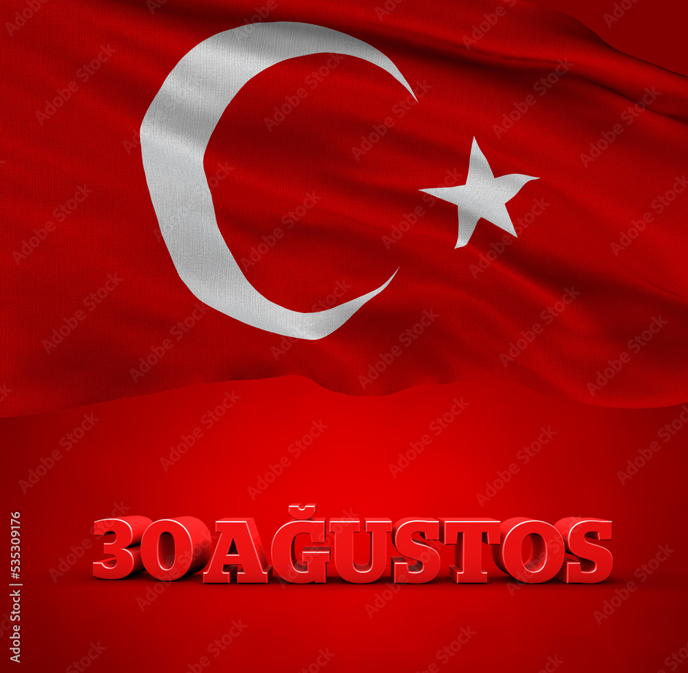 Obraz premium Turkish Flag, August 30 Victory Day - Turkey Background Design