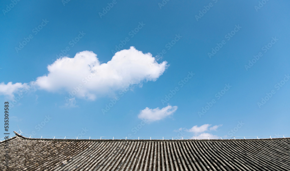 Chinese style roof under blue sky Chinese style roof under blue sky