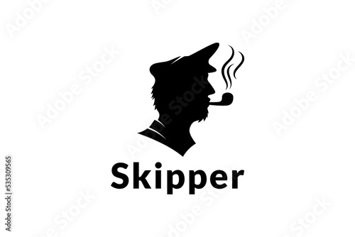 Skipper smoking silhouette vintage logo