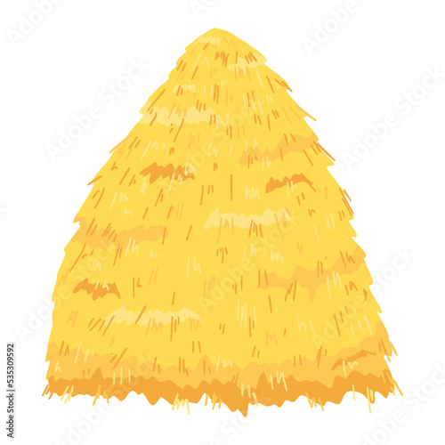 Agricultural haycock in cartoon flat style, rural hay rolled stack, dried farm haystack. Vector illustration of fodder straw