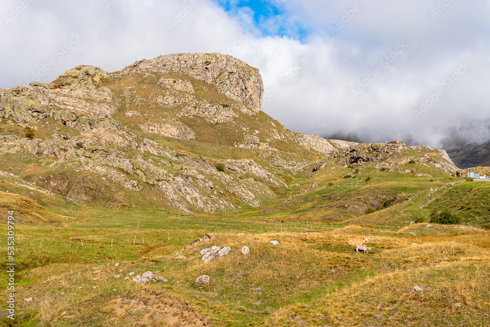 The Tena Valley in the Spanish Pyrenees, near Sallent de Gallego, in the province of Huesca, Aragon, Spain The Tena Valley in the Spanish Pyrenees, near Sallent de Gallego, in the province of Huesca, Aragon, Spain